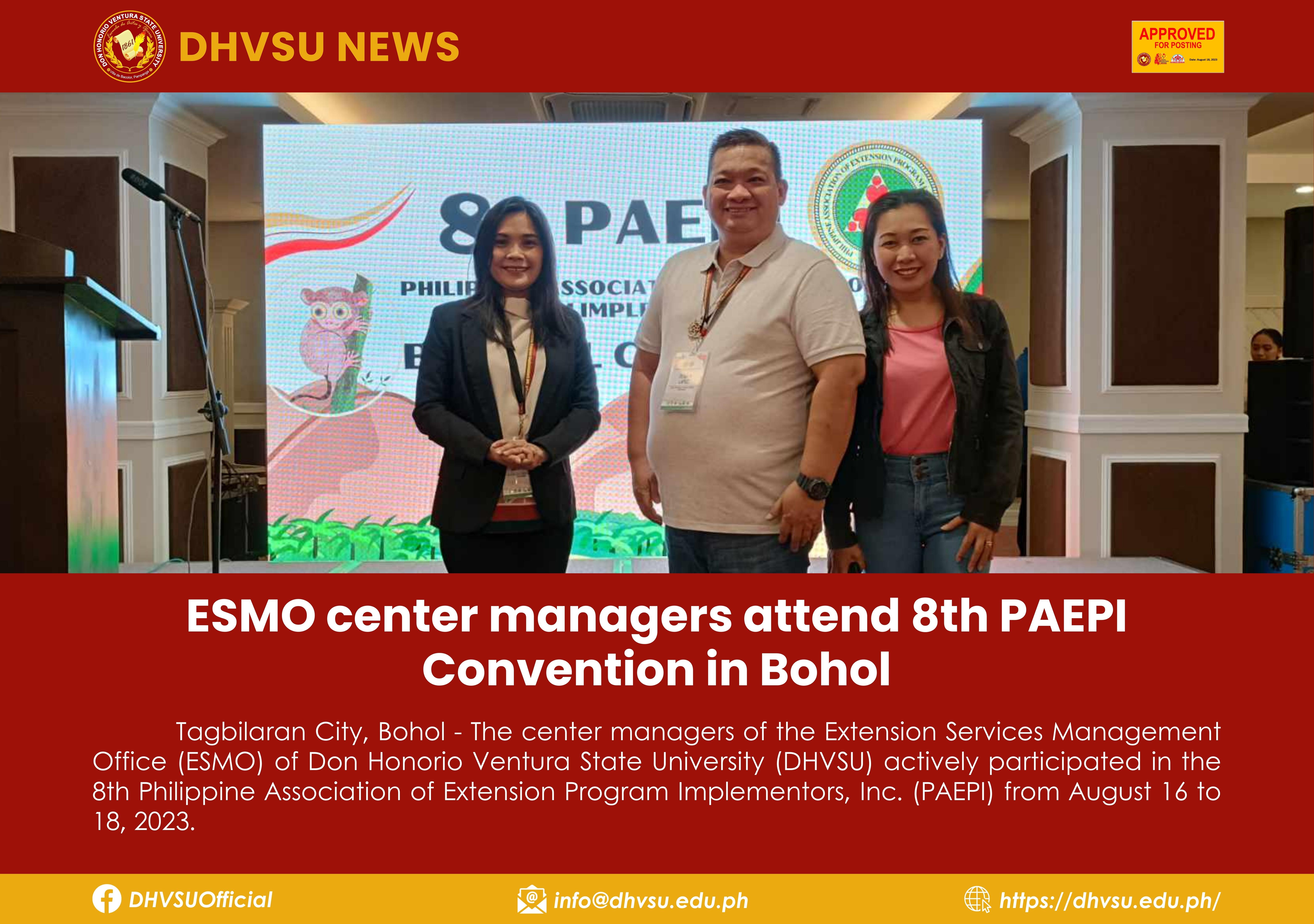 08182023 ESMO center managers attend 8th PAEPI Convention in Bohol 1 Information DHVSU