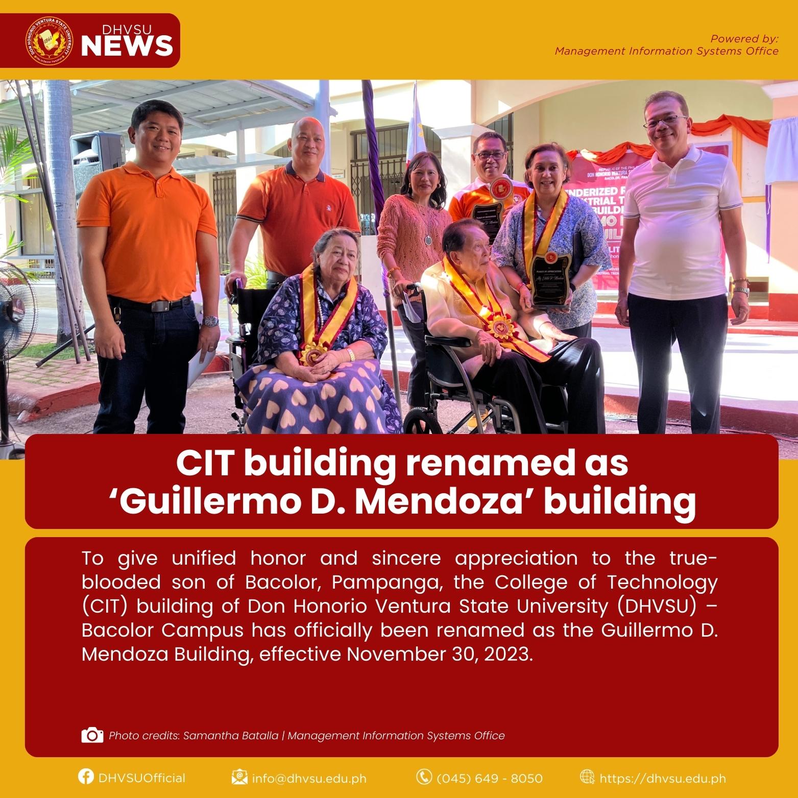 12012023 CIT building renamed as Guillermo D. Mendoza building 1