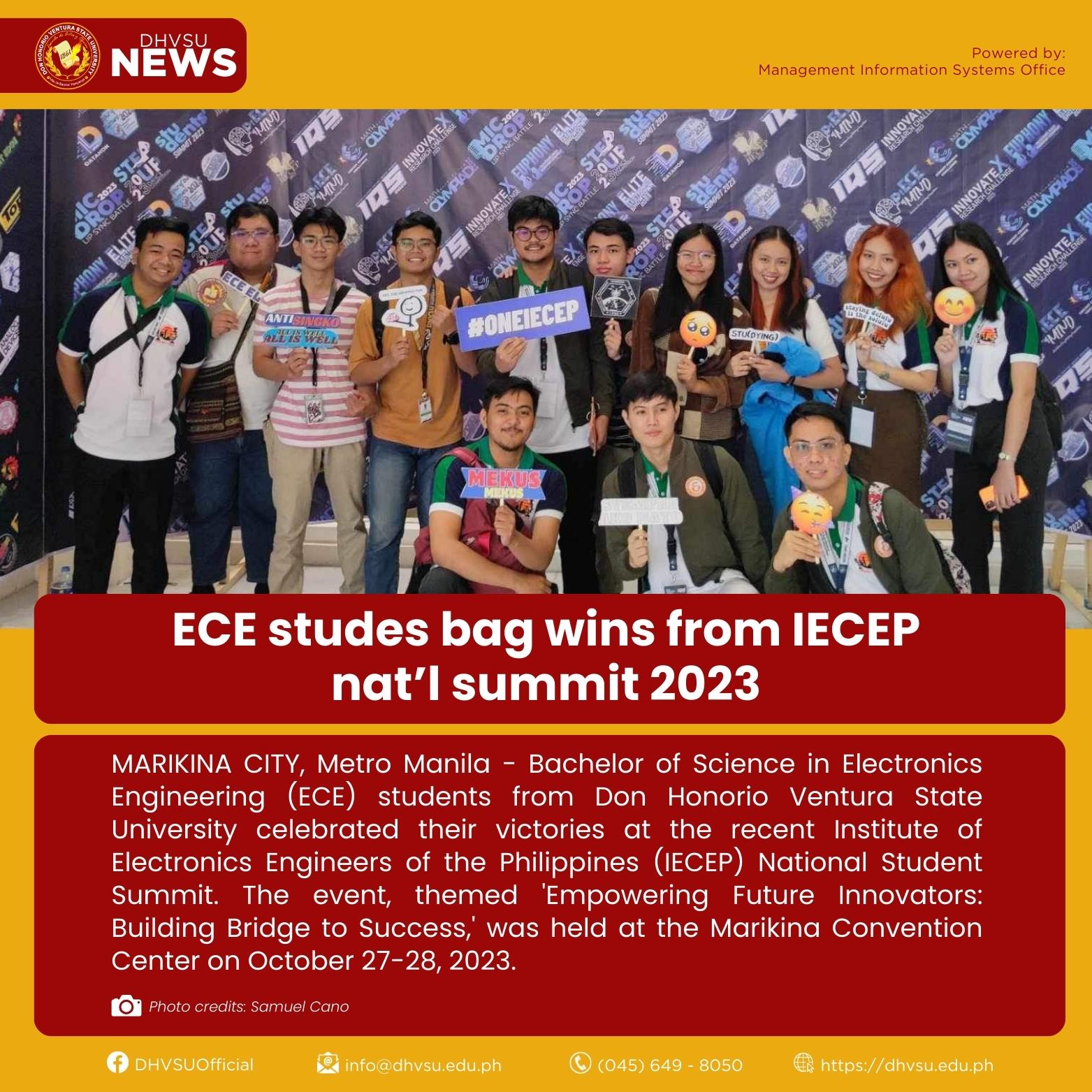 11152023 ECE studes bag wins from IECEP natl summit 2023 Information DHVSU