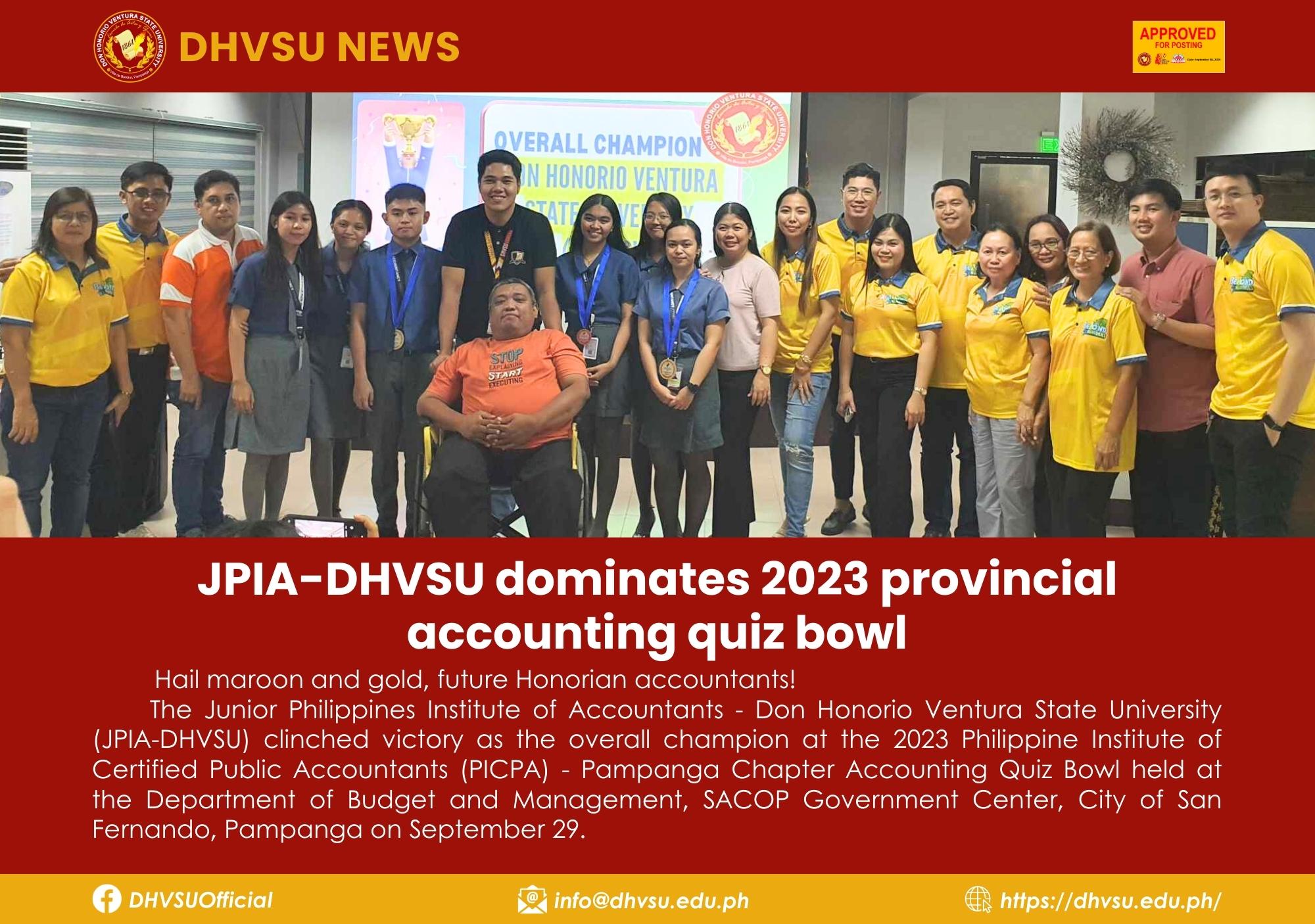09292023 JPIA DHVSU dominates 2023 provincial accounting quiz bowl 1 Information DHVSU