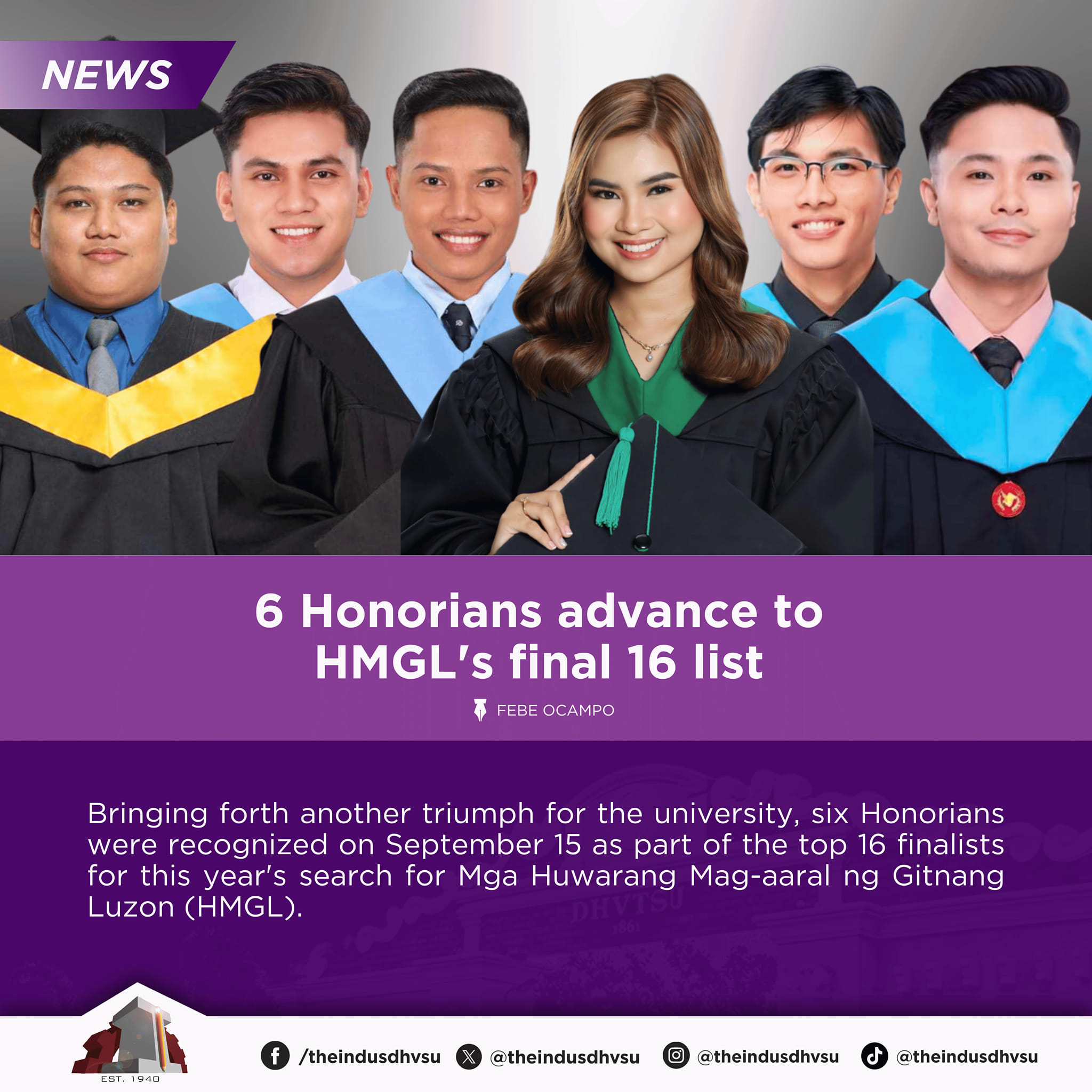 09182023 6 Honorians advance to HMGLs final 16 list Information DHVSU