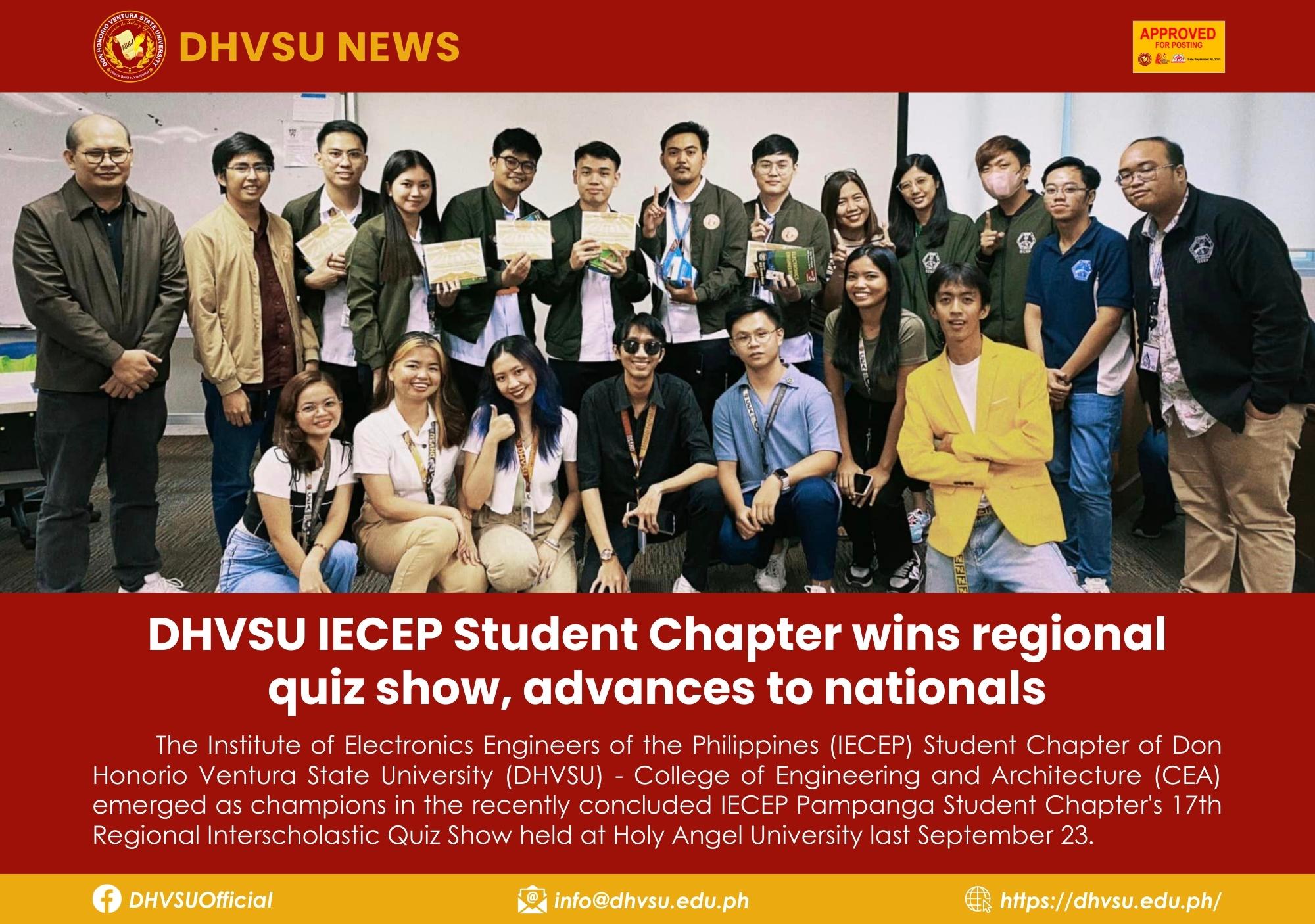 09262023 DHVSU IECEP Student Chapter wins regional quiz show advances to nationals 1 Information DHVSU