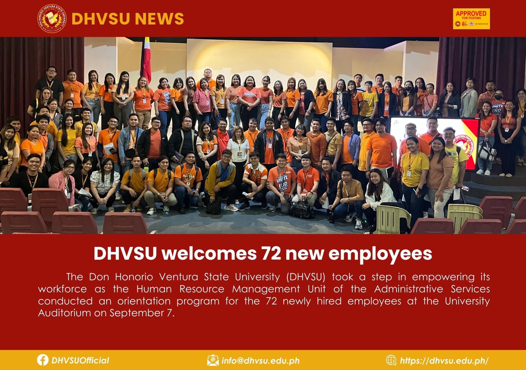 09072023 DHVSU welcomes 72 new employees 1 Information DHVSU