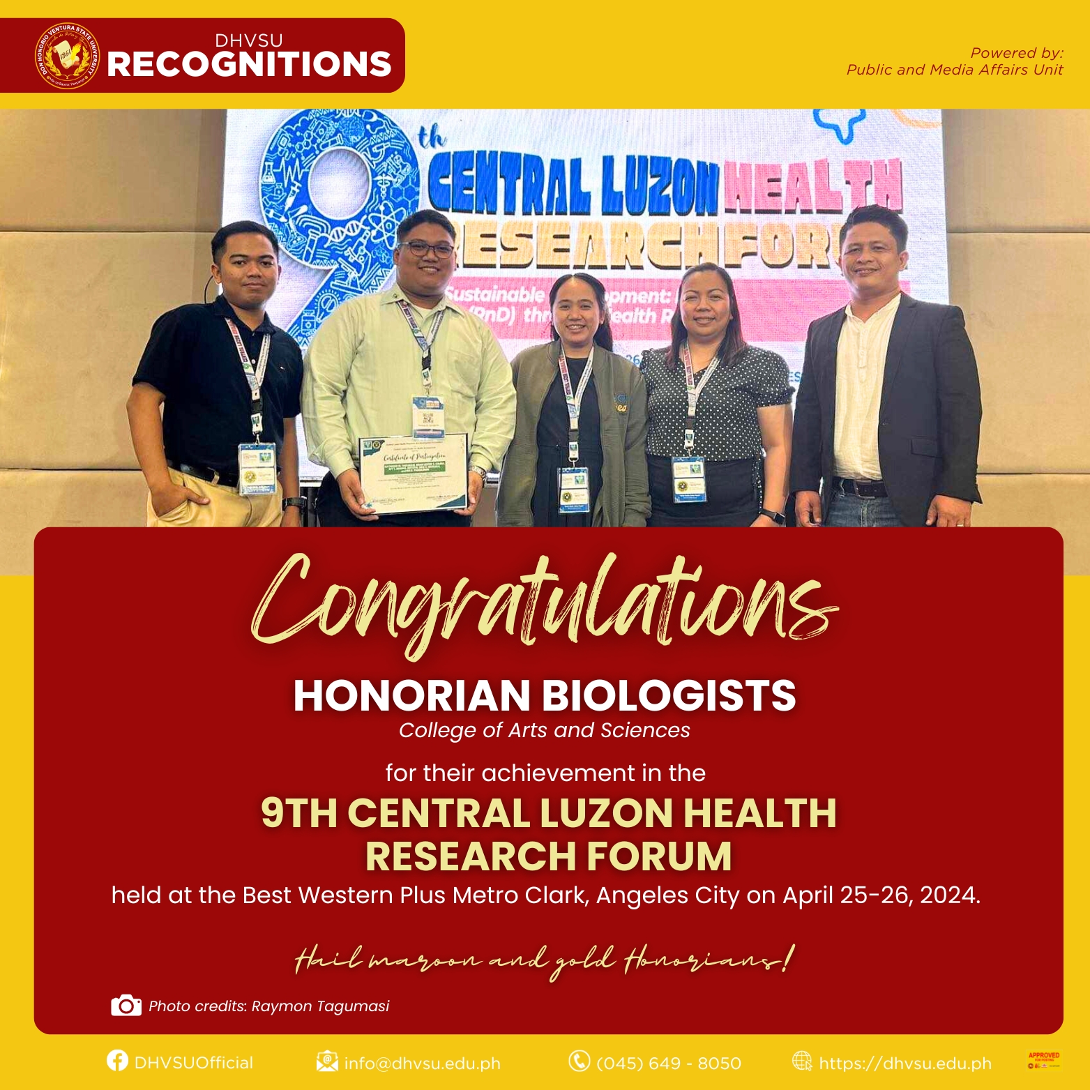 04292024 Honorian Biologists adjudged as finalists in regional research forum Samantha F. Batalla