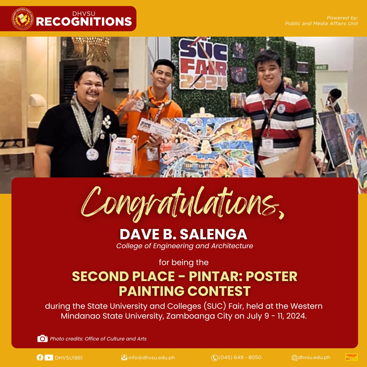 07162024 Central Luzon Represent Arki stud places 2nd in natl poster painting contest Information DHVSU