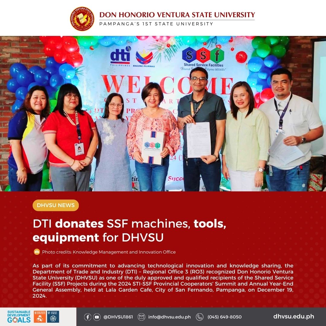 01062025 DTI donates SSF machines tools equipment to DHVSU Samantha F. Batalla